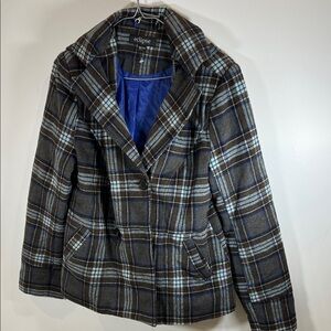 Eclipse Women's Checkered Blazer - Brown and Blue